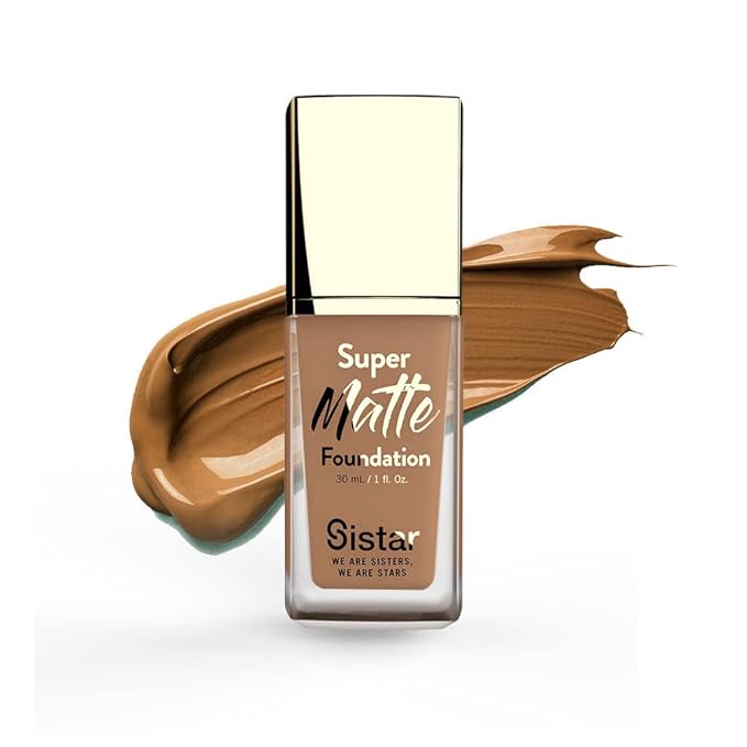 Sistar Super Matte Foundation Perfecting Liquid Foundation Full Coverage Control Shine Weightless Longwearing 30 mL / 1 fl. oz. (Nutmeg)