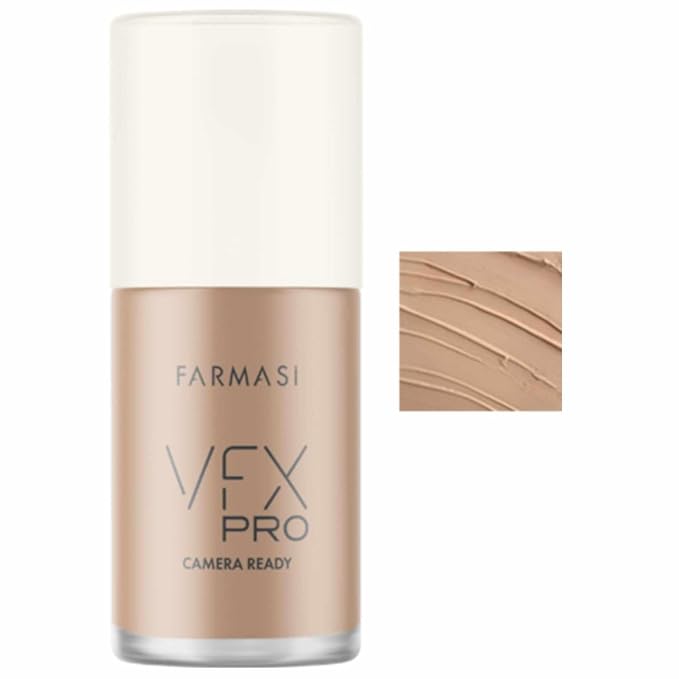 FARMASi Vfx Pro Foundation, Full Coverage Liquid Cream, Lightweight Long Lasting Coverage, Breathable Skin Moisturizer with Color True Matte Blending, Face Makeup, 1 fl. oz / 30 ml - Cool Medium 16