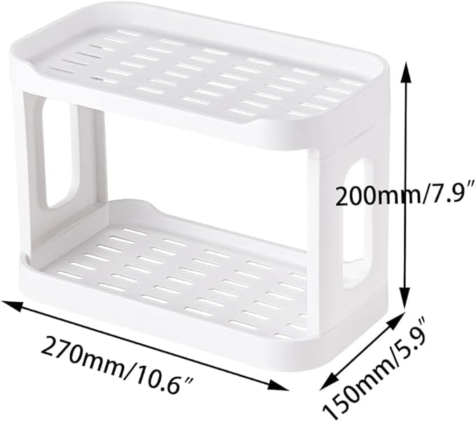 2PCS Kitchen Spice Rack or Bathroom Countertop Organizer, 2-Tier Desk Organizers，Mail Holder for Office Desk Organization, Gift for Teachers, Classmates, and Friends,White