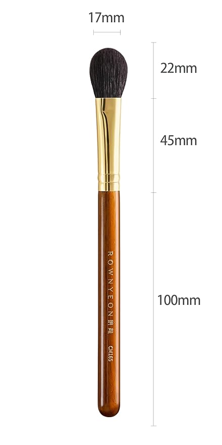 Desert Oak Series Highlighter & Setting Brush - Grade-A Fine LambsGoat Hair for Airbrushed Finish, Multi-Use for Cheeks/Nose/Under-Eyes, Ebana Handle & Brass Ferrule (CM 165)