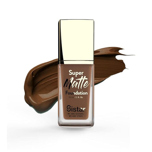 Sistar Super Matte Foundation Perfecting Liquid Foundation Full Coverage Control Shine Weightless Longwearing 30 mL / 1 fl. oz. (Ebony)