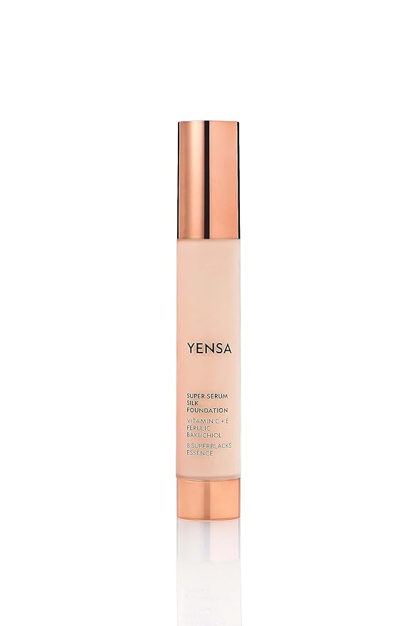 YENSA Super Silk Foundation - Full Coverage, Age-defying complex of Vitamin C, E, Ferulic, and Bakuchiol Oil (Light 1) 1.0 fl oz