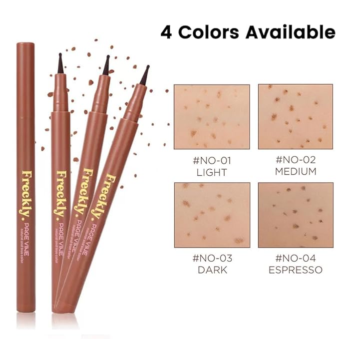 Freckle Pen, Natural Lifelike Fake Freckles Makeup Pen Stamp for Sunkissed Makeup,Magic Faux Freckle Stain Marker Long Lasting Quick Dry - (01LIGHT+02MEDIUM)