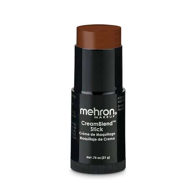 Mehron CreamBlend Stick | Face & Body Paint - Foundation Cream Makeup - Perfect for Halloween - .75 oz (21 g) - Light Cocoa