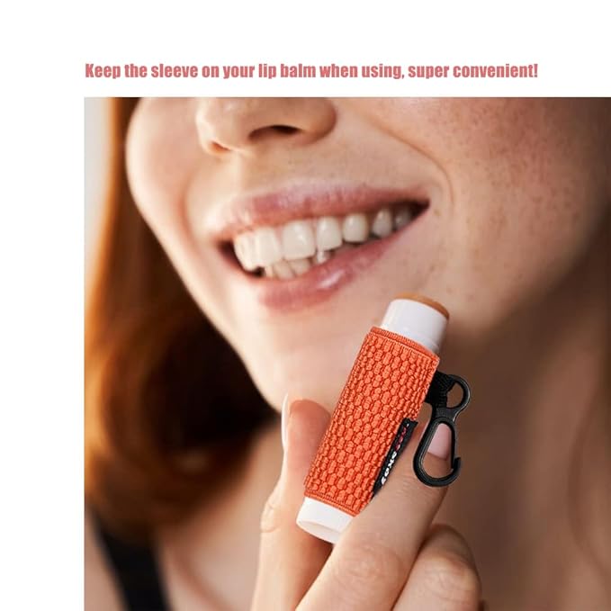 5PCS Lip Balm Holder Lipstick Sleeves Keychain Lip Gloss Holder Keychain Chapstick Elastic Sleeves Bulk(Black/Orange/Yellow/Light blue/Watermelon)