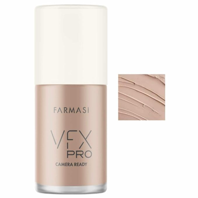 FARMASi Vfx Pro Foundation, Full Coverage Liquid Cream, Lightweight Long Lasting Coverage, Breathable Skin Moisturizer with Color True Matte Blending, Face Makeup, 1 fl. oz / 30 ml - Cool Medium 10