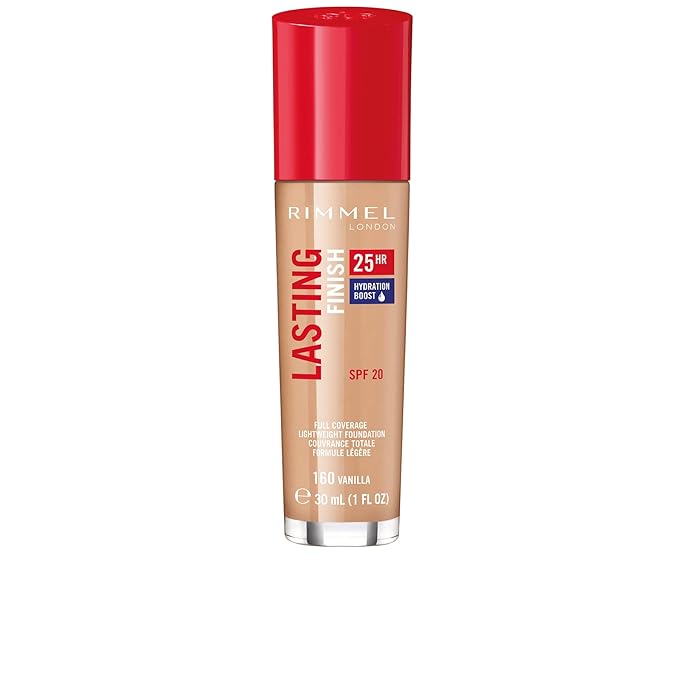 Rimmel London Lasting Finish 25HR - 160 Vanilla - Foundation, 25-Hour Wear, Full Coverage, Waterproof, 1oz