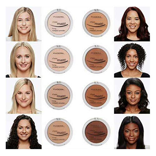 AQUAPURITY - PHOERA Sheer Matte Fixing Powder Makeup Base Fixer Setting Powder Foundation Fixing Compact Pressed Powder Long Lasting Make Up Fixer Skin Vitamin E Beauty Blender (202 Natural Beige…)