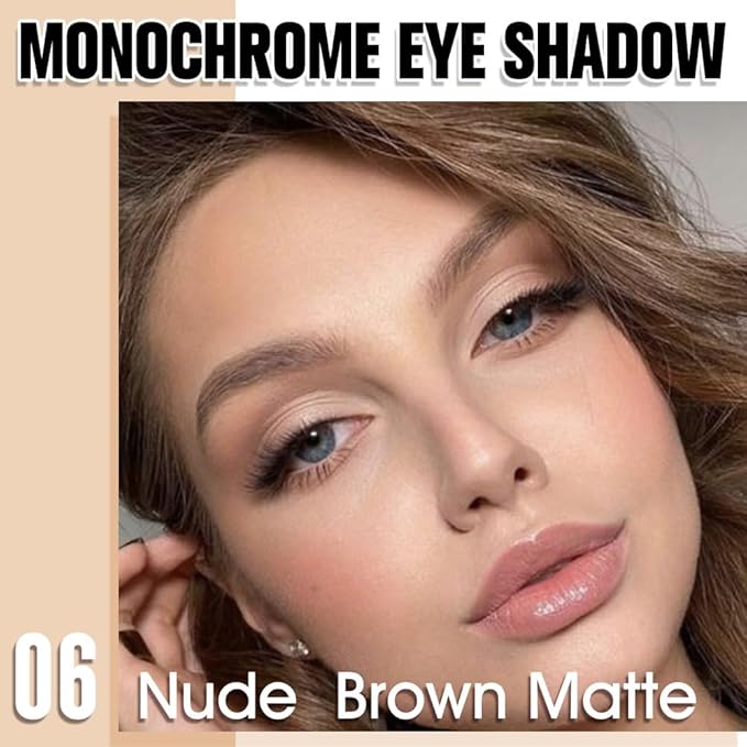 Light Nude Single Matte Eyeshadows Makeup, Neutral Powde Eye Shadow for Women, Skin Singles Matte Eyeshadow Palette Pigmented Waterproof, sombras para ojos, Blendable, Girls Eyeshadow Gift 06