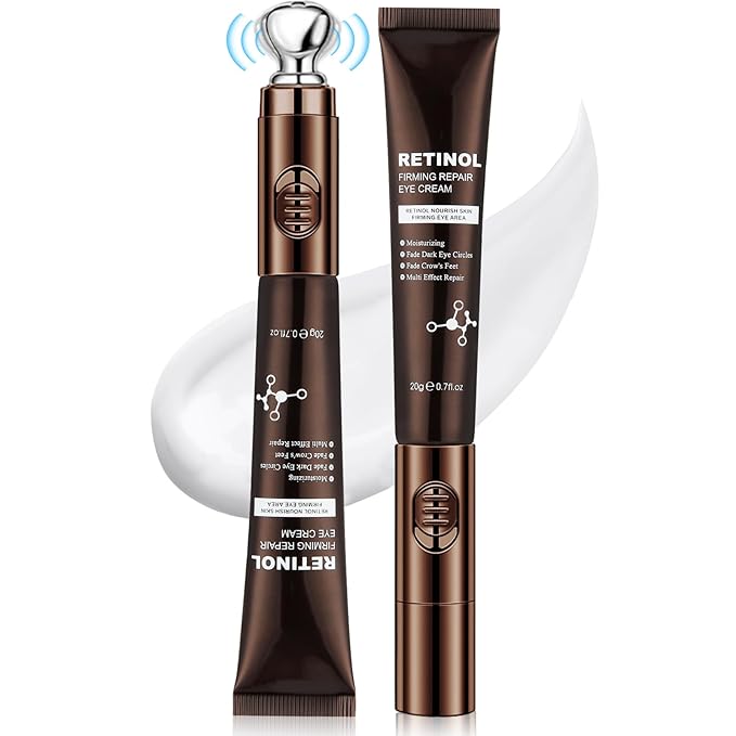 20g Eye Cream with Electric Massager, Moisturizing Anti-Wrinkles Eye Cream, Anti Aging Eye Cream for Dark Circles and Puffiness, Results in 3-4 Weeks to Reduce Fine Lines