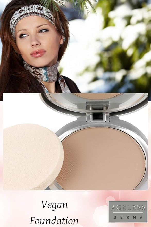 Natural Mineral Makeup Foundation- A Healthy Full Coverage Vegan Pressed Powder. Made in USA (Bare Beige)