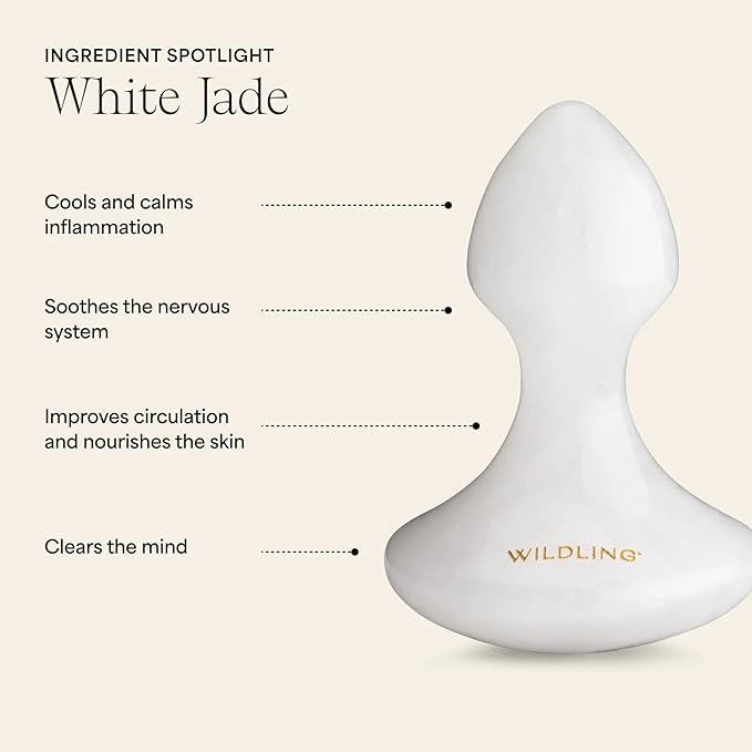 WILDLING Lumin Mushroom | Facial Massage Stone | Made with White Jade | Designed to Cool + De-puff + Calm the Skin | Perfect with Lumin Oil