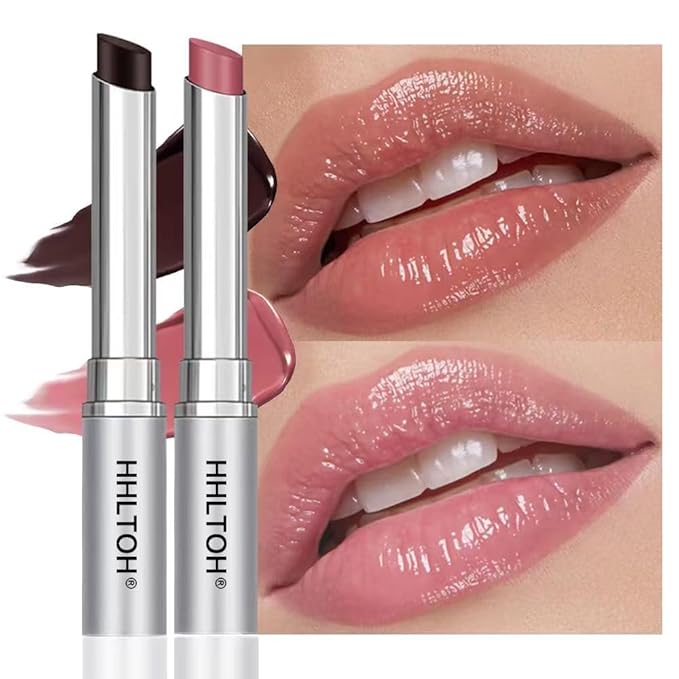 2PCS Honey Tinted Lips Balm Lipstick - Sheer Hydrating Lipstick for All Skin Tones - Moisturizing Lip Balm, Nourishing Lip Balm – Bálsamo Labial Hidratante con Color,Natural Cherry Black & Pink