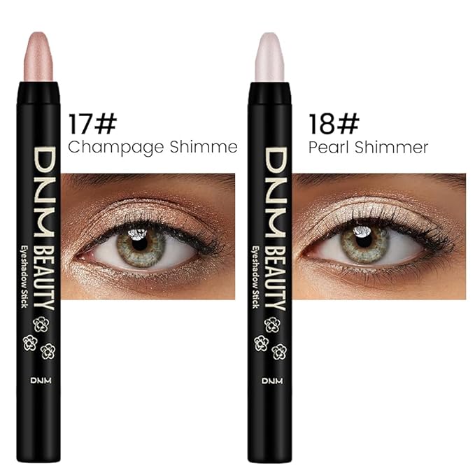 Kaely 2Pcs Cream Eyeshadow Sticks Set for Eyes Waterproof,Champagne Shimmer & Pearl Shimmer Matte Eye shadow Stick Pencil Pen Bulk sombras en crema para ojos 17+18