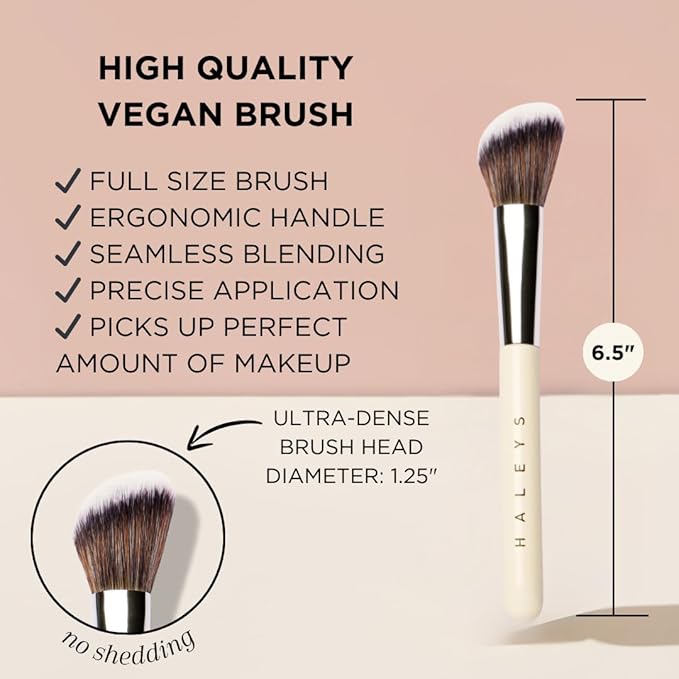 HALEYS Contour Brush VEGAN + CRUELTY-FREE, Angled & Tapered with Fluffy Bristles, Ideal for powder, cream, liquid, Use with blush, contour, bronzer, Sustainable Wood