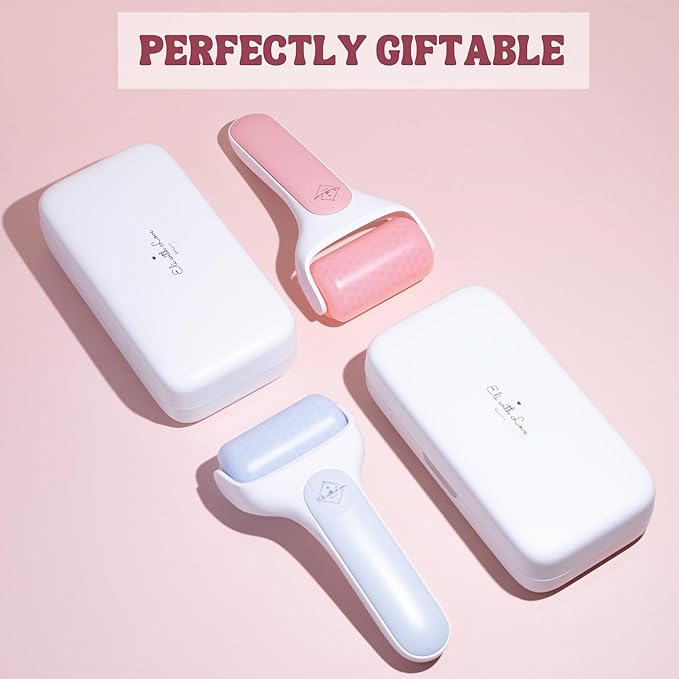 Facial Ice Roller for Face Premium with Carry Case and 2X Rollers for Long Lasting Cold - Eye Roller for Puffy Eyes & Cold Massage for Migraines (Ice Roller)