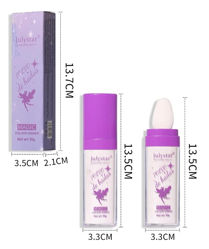 AKARY Shimmer Highlighter Powder, Fairy Polvo De Hadas Highlighter Powder & Blush Stick, Instant Glow Luminizer Duo, Glitter Body Face Hair High Gloss Stick, Sparkle Smudge-Proof Highlighter Stick Party Makeup (B1- #2)