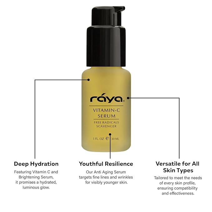 RAYA Advanced Anti-Aging Face Serum | Radiance-Boosting, Lightening Serum for All Skin Types | Vitamin C Skincare for Discoloration Correction & Complexion Improvement