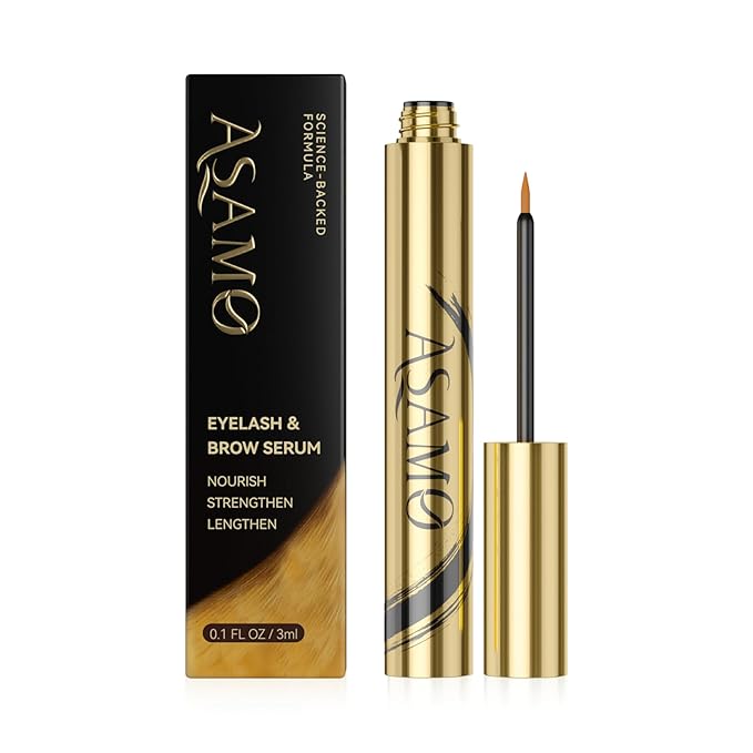 Eyelash & Eyebrow Growth Serum – 15 Plant Extracts for Longer, Denser & Fuller Lashes & Brows, Boosts Natural Hair Development,eyelash serum,Hypoallergenic Oil-Free,lash growth serum (PURE GOLD)