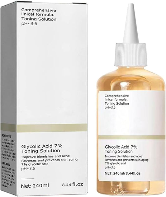 Glycolic Acid Toning Solution, Glycolic Acid 7% Toner, Glycolic Sour 7% Toning, KeepThe Skin Moist, Exfoliating Serum for Face, Facial Exfoliation Astringe Pores (240ML/8.0 Fl Oz)