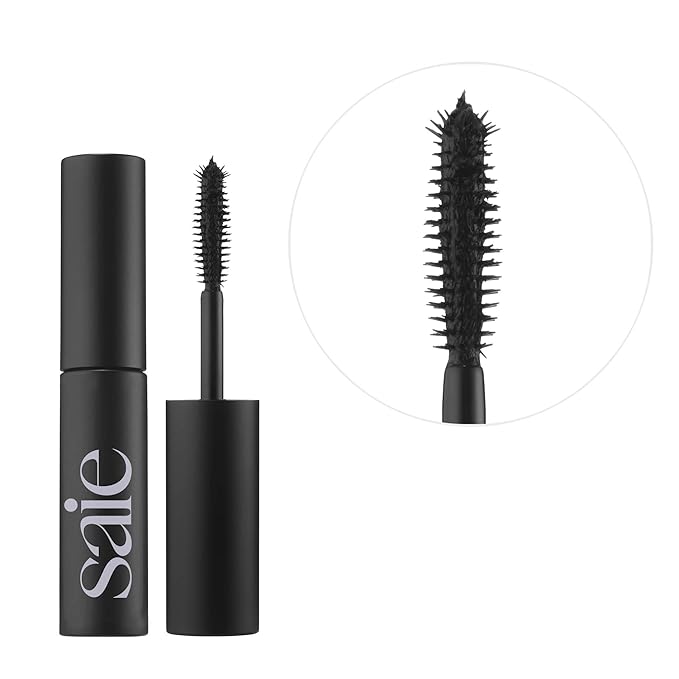Saie Mini Mascara 101 - Lash Lengthening Mascara for Thick, Bold, Lifted Lashes - Buildable Eye Makeup Formulated to Strengthen and Condition with Rich Nutrients - Black (0.17 oz)