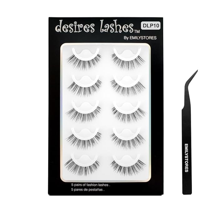 False Eyelashes, 5 Pairs Wispy Light Pre-Glued Self Adhesive Lashes with Applicator (Wispy)