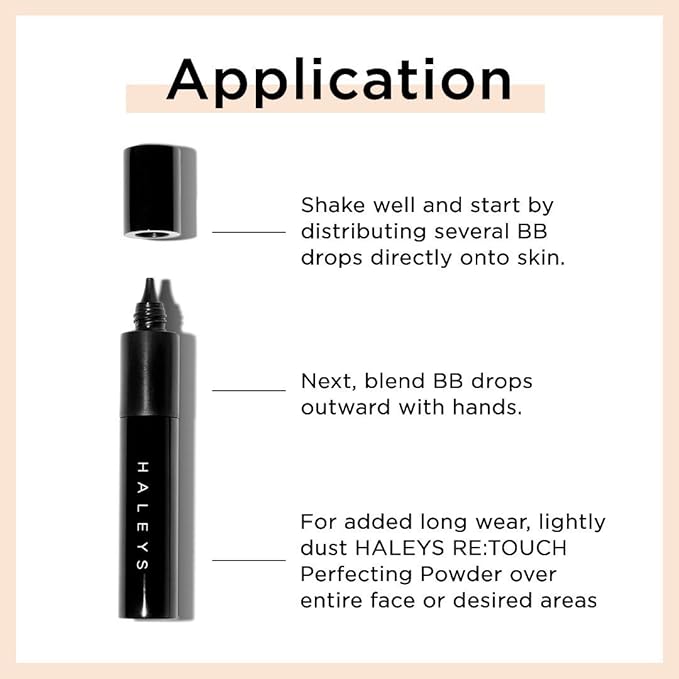 HALEYS RE-Invent BB Drops (Dark Neutral) Vegan, Cruelty-Free Tinted BB Moisturizer Foundation with Marula Face Oil - Hydrate Skin with Sheer Coverage for a Natural, Healthy-Looking Complexion