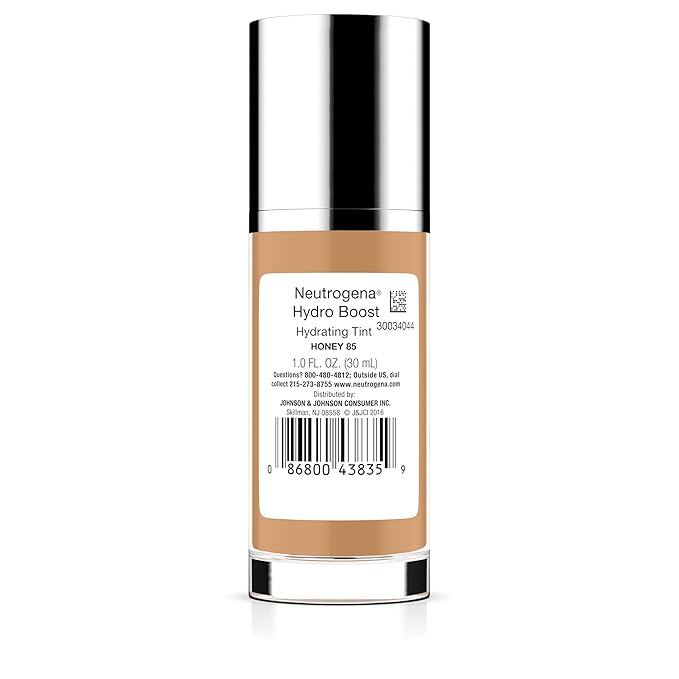 Neutrogena Hydro Boost Hydrating Tint Foundation Makeup for Dry Skin, with Hyaluronic Acid, Lightweight Oil-Free Water Gel, Non-Comedogenic, 85 Honey Color 1.0 fl. oz