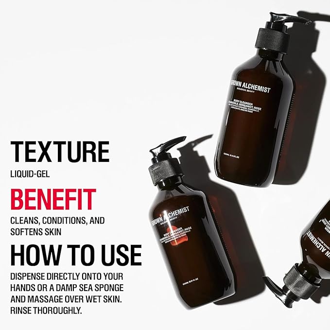 Grown Alchemist Body Cleanser REFILL: Chamomile, Bergamot & Rose Gentle Body Wash that Hydrates and Cleanses Skin (1L).