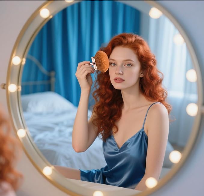 Extra Large Kabuki Brush Set for Body and Face, for blush, loose powder manicure multi-functional and tanning, Gift for women with Velvet Bag(RoseGold 2pcs)