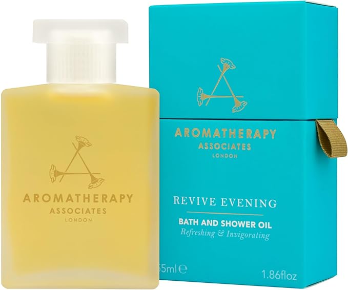 Aromatherapy Associates Revive Evening Bath and Shower Oil – Natural Hydrating Oil with 3 Essential Oils to Refresh Mind, Body, and Spirit (1.86 oz)