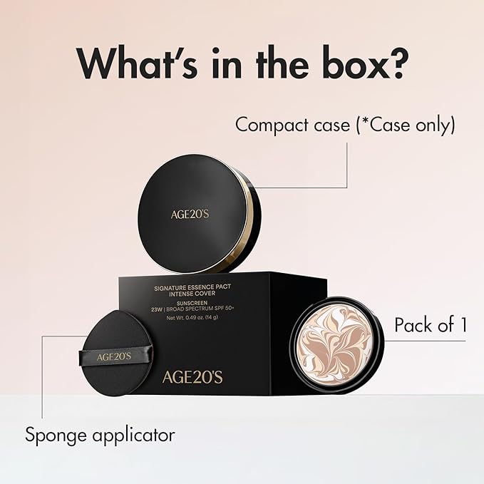 AGE20'S Signature Essence Pact SPF 50+ | Pack of 1 | 31 Medium Tan | Cream Foundation, Dewy Finish, Natural Coverage | Korean Cushion Foundation