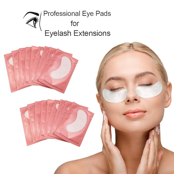 55 Pairs Set, Under Eye Hydrogel Pads, Professional Lint Free Eye Mask Eyelash Extension Gel Patches Kit for Adhesive Lash Beauty Tool (Pink)