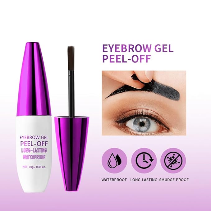 2Pcs Peel Off Eyebrow Tint Gel - Waterproof & Sweatproof All-Day Wear, Transfer-Resistant Tattoo Effect, All Skin Types + Mother’s Day Gift Set, 02#Brown