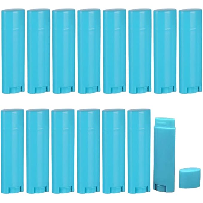 5ml 50Pcs Empty Oval Deodorant Lip balm Tubes Containers Twist-up Refillable Containers for Lipstick,Chapstick,Homemade Lip balm,DIY Deodorants(Sky Blue)