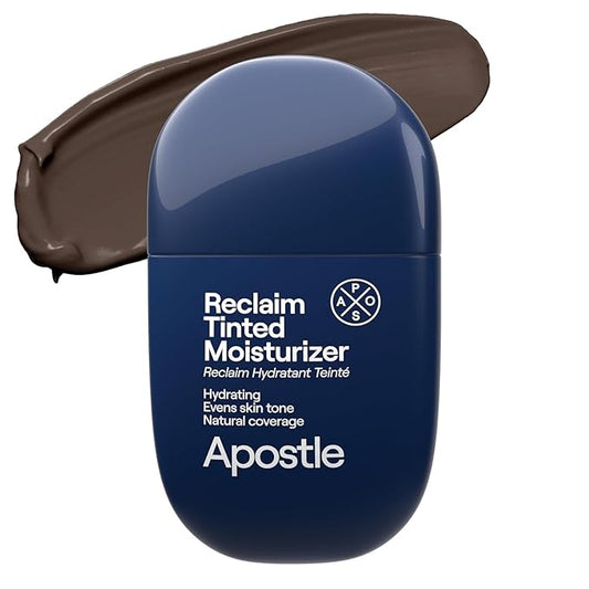 APOSTLE Reclaim Tinted Moisturizer for Men (1 Black River) - Niacinamide, Vitamin E, Squalane, Hyaluronic Acid, Tinted Face Moisturizer For Men. Hydrates, Evens Skin Tone, 1 Fl. Oz.