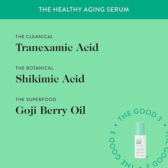 good.clean.goop beauty The Healthy Aging Serum | Facial Serum with Tranexamic Acid, Shikimic Acid & Goji Berry Oil | Serum to Help Smooth Wrinkles and Fine Lines | Anti-Aging Serum | Vegan | 1 Fl oz