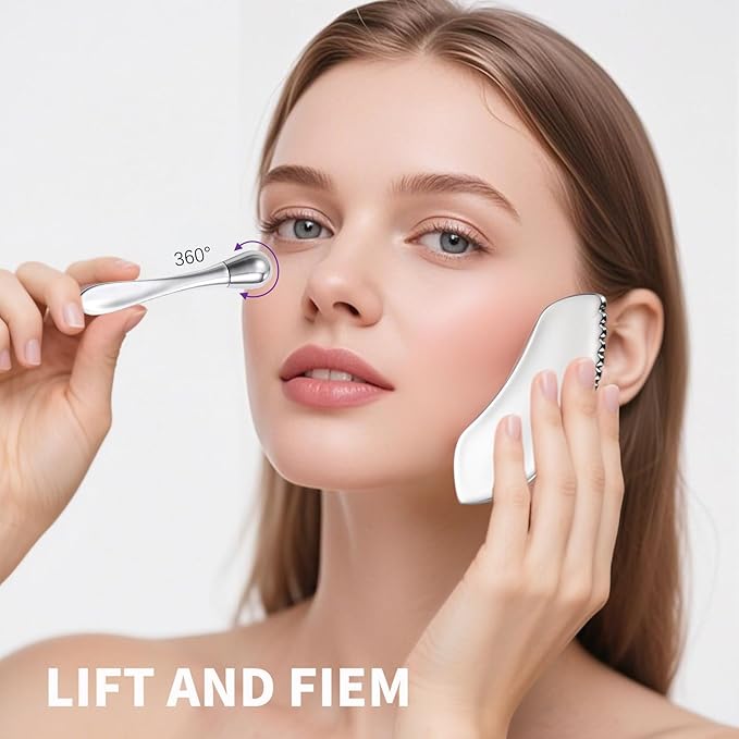 Stainless Steel GuaSha Tool & Eye Cream Applicator Facial Tools, Metal Detail Guasha for Face Neck, Eye Massager Tool, Lymphatic Drainage Face Massage Tool, Skin Care Gift