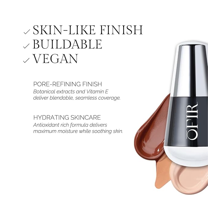 OFIR Skin Satin Medium Coverage Foundation | Vegan | Blue Light Protection | Non-Creasing | 1 FL OZ | (Cumin - Medium Cool Warm)