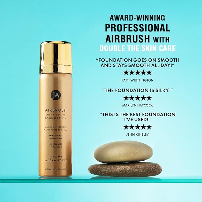 Jerome Alexander Airbrush Foundation Ultra Hydrating, Spray Foundation Makeup with 2x the Active Ingredients, Ultra-Light, Buildable, Full Coverage Formula (Fair)
