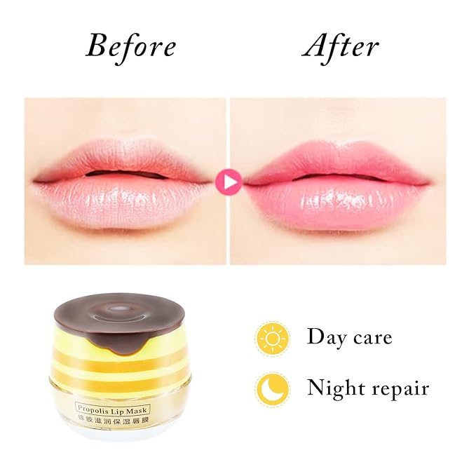 4PCS Bee Lip Balm Honey Lip Balm,Exfoliating Honey Pot Lip Balm Sleeping Lip Mask with Brush, Hydrating & Prevention Dry and Cracked, Lip Scrubs Exfoliator & Moisturizer