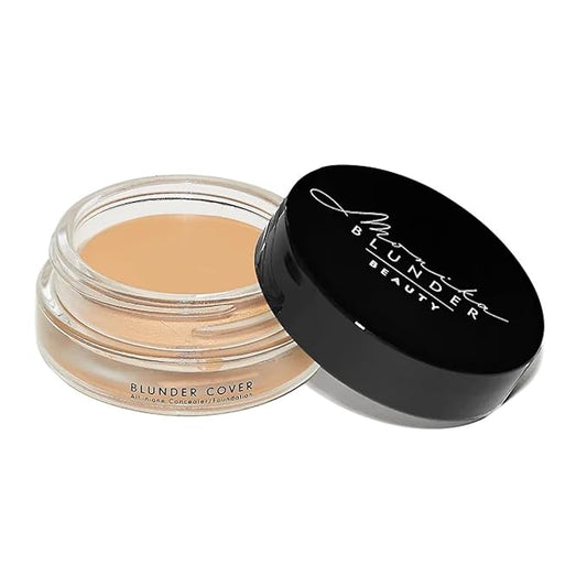 Monika Blunder Beauty - Blunder Cover Foundation Concealer - Shade: 4 - Vier - Medium, Neutral Peachy Undertones - Clean Beauty, All-In-One, Cruelty-Free, Vegan - 0.62 oz