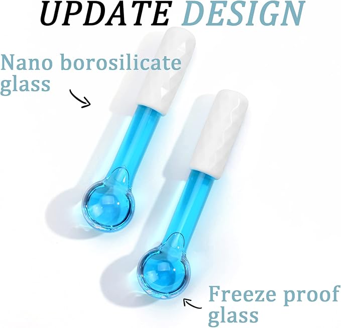 ICE GLOBES SMALL BALLS for Eyes, 2 PCS Blue Facial Globes for Massage Tool, Facial Roller Cold Skin Massagers, Tighten Skin, Reduce Puffiness and Dark Circles, Enhance Circulation