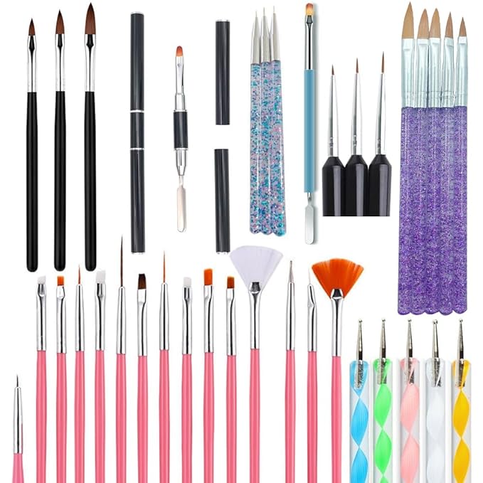 36 pcs Nail Art Brushes Set, Nail Art Design Pen Painting Tools with Nail Extension Gel Brush, Nail Polish Brush, Builder Nail Gel Brush, Nail Dotting Pen Salon at Home Diy Manicure (36pcs)