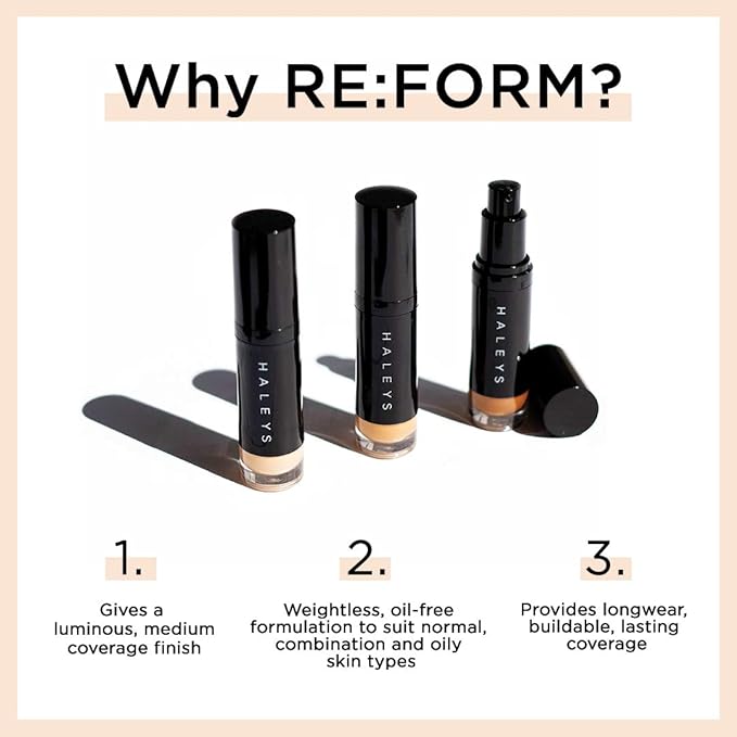 HALEYS RE:FORM Liquid Lux Foundation (9.25) Vegan, Cruelty-Free Foundation Makeup - Even Skin Tone and Cover Blemishes & Imperfections with a Luminous Finish for Long-Lasting Wear