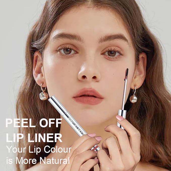 3 Colors Peel Off Lip Liner Stain with Tweezer, Long Lasting Waterproof Lip Tint Stains Makeup Set with Matte Finish for Women, Natural Look, Easy to Use, for All Skin Types (#234, M)