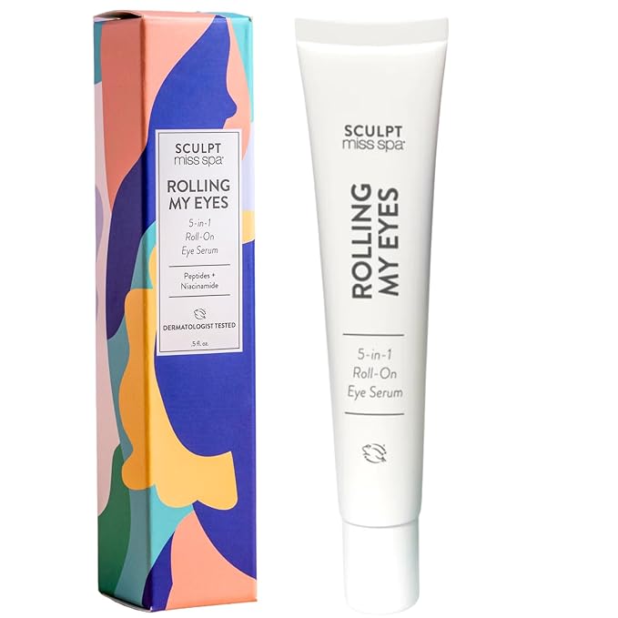 Miss Spa Eye Serum 5-in-1 Roll On Under Eye Cream, Helps De-puff and Brighten Under and Around Eyes, Anti-Aging Under Eye Roller Helps with Fine Lines and Dark Circles, Vitamin B3, Eye Bag Remover