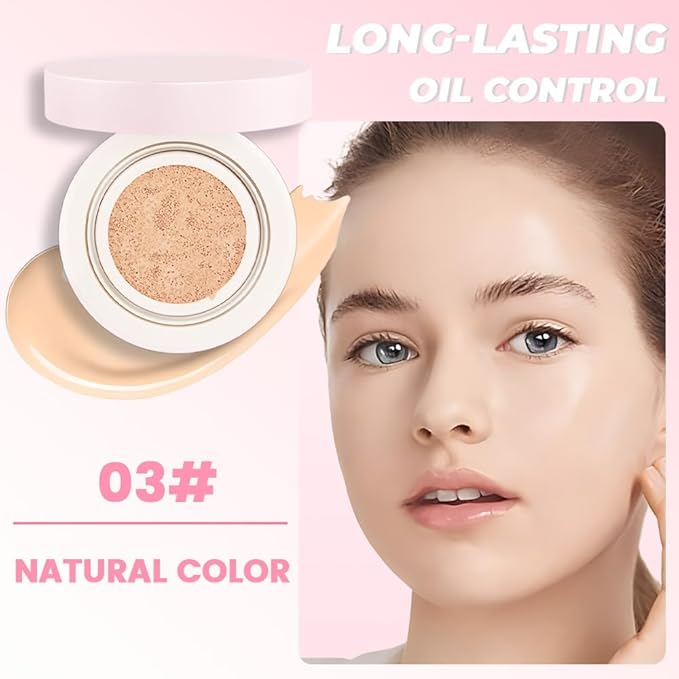Nuder Cushion Foundation,Natural Beige for Natural & Medium with Neutral Skin Tone,Long-Lasting,Lightweight,Flawless Coverage,Dewy Finish,Concealing Blemishes and Under-eye Bags for All Skin Types