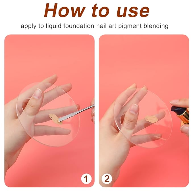 2PCS Acrylic Cosmetic Palette with 2PCS Spatula Tool,Makeup Palette Mixing Tray Apply for Foundation Eye Shadow Lipsticks Nail Art Professional Pigment Blending(Round)