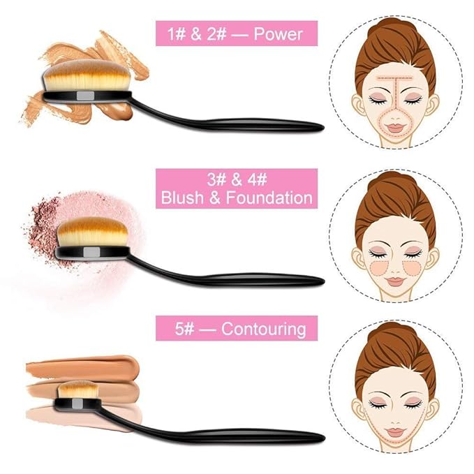 2 Sets Yoseng Oval Makeup Brushes 10 Fashionable Super Soft Professional Oval Toothbrush Foundation Contour Powder Blush Blending Brush Cosmetic Brushes Tool Set ink with Box Black（2 Pack）
